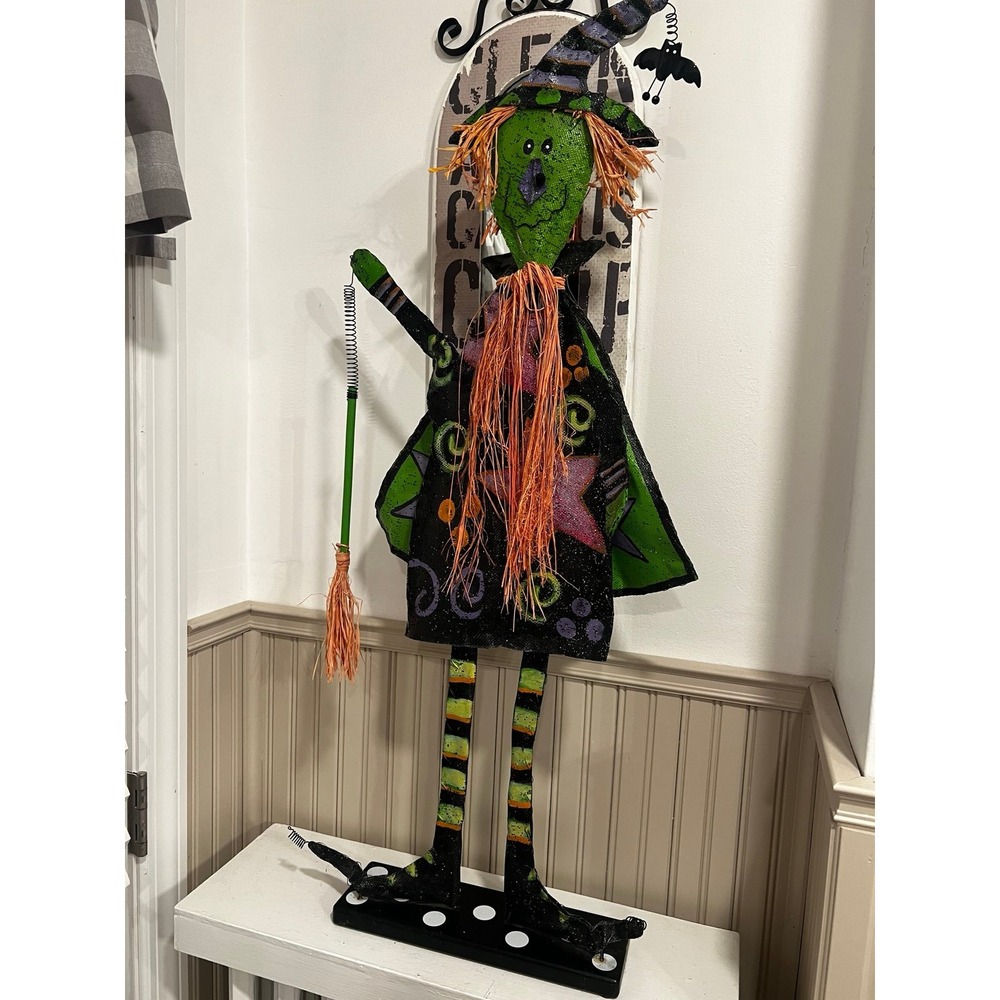 Standing Whimsical Halloween Witch Decor with Broom by Peri Woltjer - Picture 2 of 10